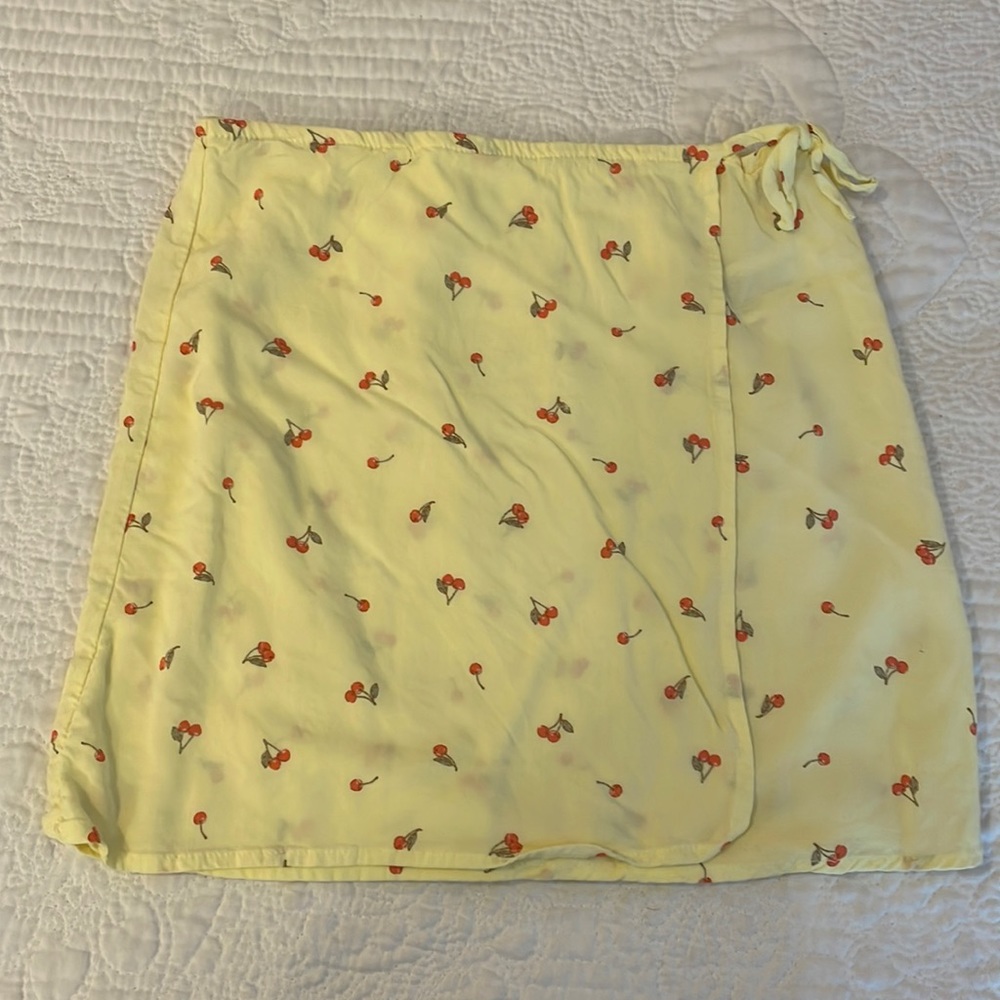 Yellow Cherry Patterned Girl’s Wrap Skirt
